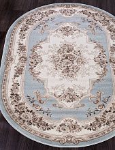 Круглый ковер VALENCIA ДЕЛЮКС 4015 L.BLUE-BROWN Овал